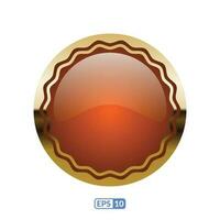 3d gold frame luxury orange button. vector