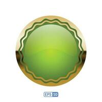 3d gold frame luxury lime green button. vector