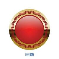 3d gold frame luxury red circle badge. vector