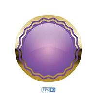 3d gold frame luxury purple button, label. vector