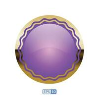 3d gold frame luxury purple button, label. vector