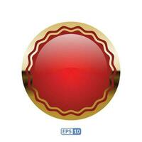 3d gold frame luxury red button, label. vector