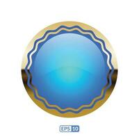 3d gold frame luxury royal blue button. vector