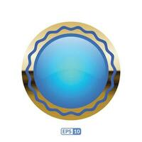 3d gold frame luxury royal blue badge, label. vector