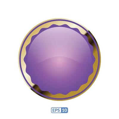 3d gold frame purple label badge EPS10.