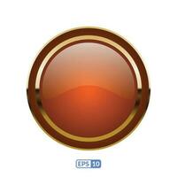 Gold frame glossy deep orange button. vector