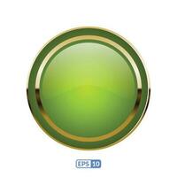 Gold frame glossy lime green button. vector