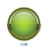 Gold frame glossy lime green button. vector