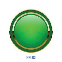 Gold frame glossy green button. vector