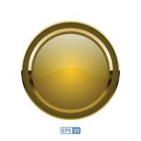 Gold frame glossy deep yellow button. vector