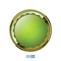 Gold frame glossy luxury lime green button. vector