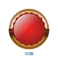 Gold frame glossy luxury red button. vector