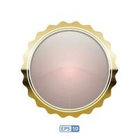 Sunburst gold frame creamy circle button. vector