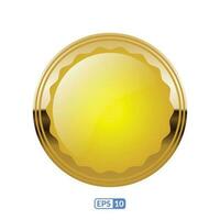 Gold frame glossy luxury yellow button. vector