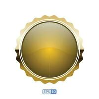 Sunburst gold frame deep yellow circle button EPS10. vector