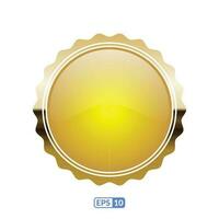 Sunburst gold frame luxury circle button, label and badge. vector