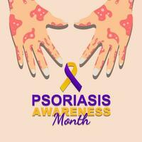 Psoriasis Awareness Month observed in AUGUST. Poster and banner design template. vector