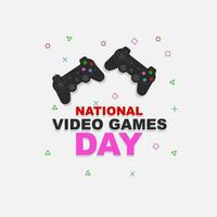 National video game day. Poster banner design with game controller on purple background. Vector illustration design.