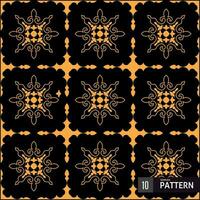 Seamless geometric line pattern on a black background. Neatly arranged pattern. Can be used as a clothing motif design. etc. You can change the color of the vector pattern according to your taste.