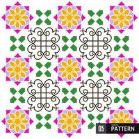 a colorful pattern with flowers and leaves vector