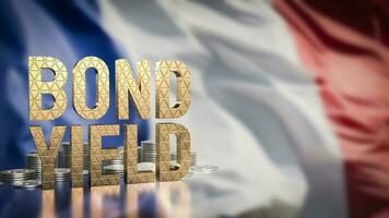 The Bond yield  and coins on France flag  for Business concept 3d rendering photo