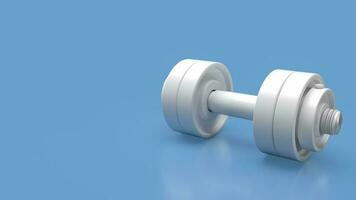 The white dumbbell on blue background 3d rendering photo