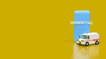 The  emergency call on mobile for ambulance or safety concept 3d rendering photo