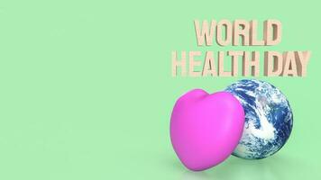 The earth and heart for World Health Day concept 3d rendering photo