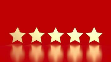 The gold five star on red background 3d rendering photo