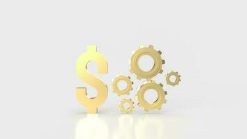 The Dollar symbol and Gears for Business concept 3d rendering photo