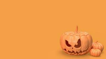 The jack o lantern pumpkin orange color tone for halloween content 3d rendering photo