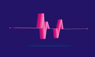 Enveloped in Darkness Pink Sound Waves on Dark Blue Background vector