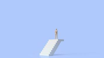 The man on white stairs for Business concept  3d rendering photo