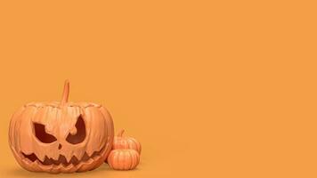 The jack o lantern pumpkin orange color tone for halloween content 3d rendering photo