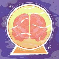 Isolated colored crystal ball with a brain inside Vector illustration