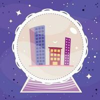 Isolated crystal ball with group of buildings Vector illustration