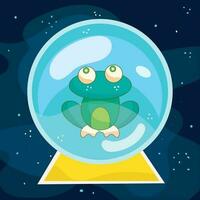 aislado de colores cristal pelota con un rana animal vector ilustración