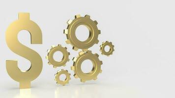 The Dollar symbol and Gears for Business concept 3d rendering photo