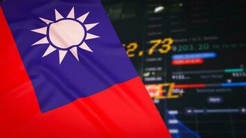 The Taiwan flag on Business Background image 3d rendering photo