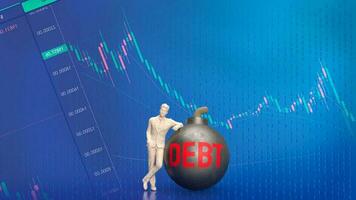 The man and debt bomb for business concept 3d rendering photo