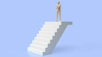 el hombre en blanco escalera para negocio concepto 3d representación foto