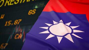 The Taiwan flag on Business Background image 3d rendering photo