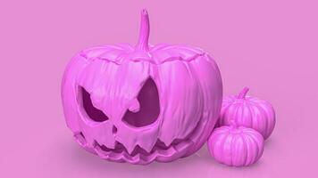 The jack o lantern pumpkin pink color tone for halloween content 3d rendering photo