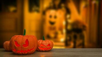 el Jack o linterna calabaza para Víspera de Todos los Santos contenido 3d representación foto