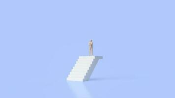 The man on white stairs for Business concept  3d rendering photo