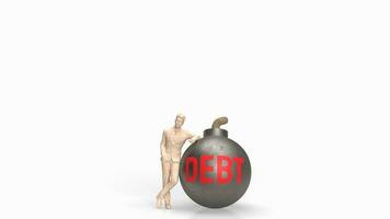 The man and debt bomb for business concept 3d rendering photo