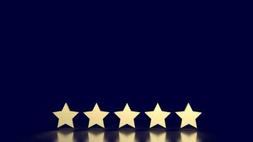 The gold five star on blue background 3d rendering photo