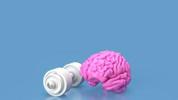 The pink Brain and white dumbbell  for Brain training concept 3d rendering photo