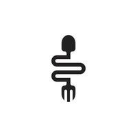 spoon and fork logo by forming a snake, a logo that is simple and easy to remember vector