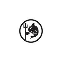 fish logo holding a fork, a logo that is simple and easy to remember vector